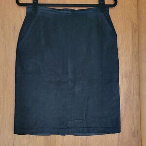 Vintage Lord & Taylor Black Suede Pencil Skirt | Size 12 Runs Small